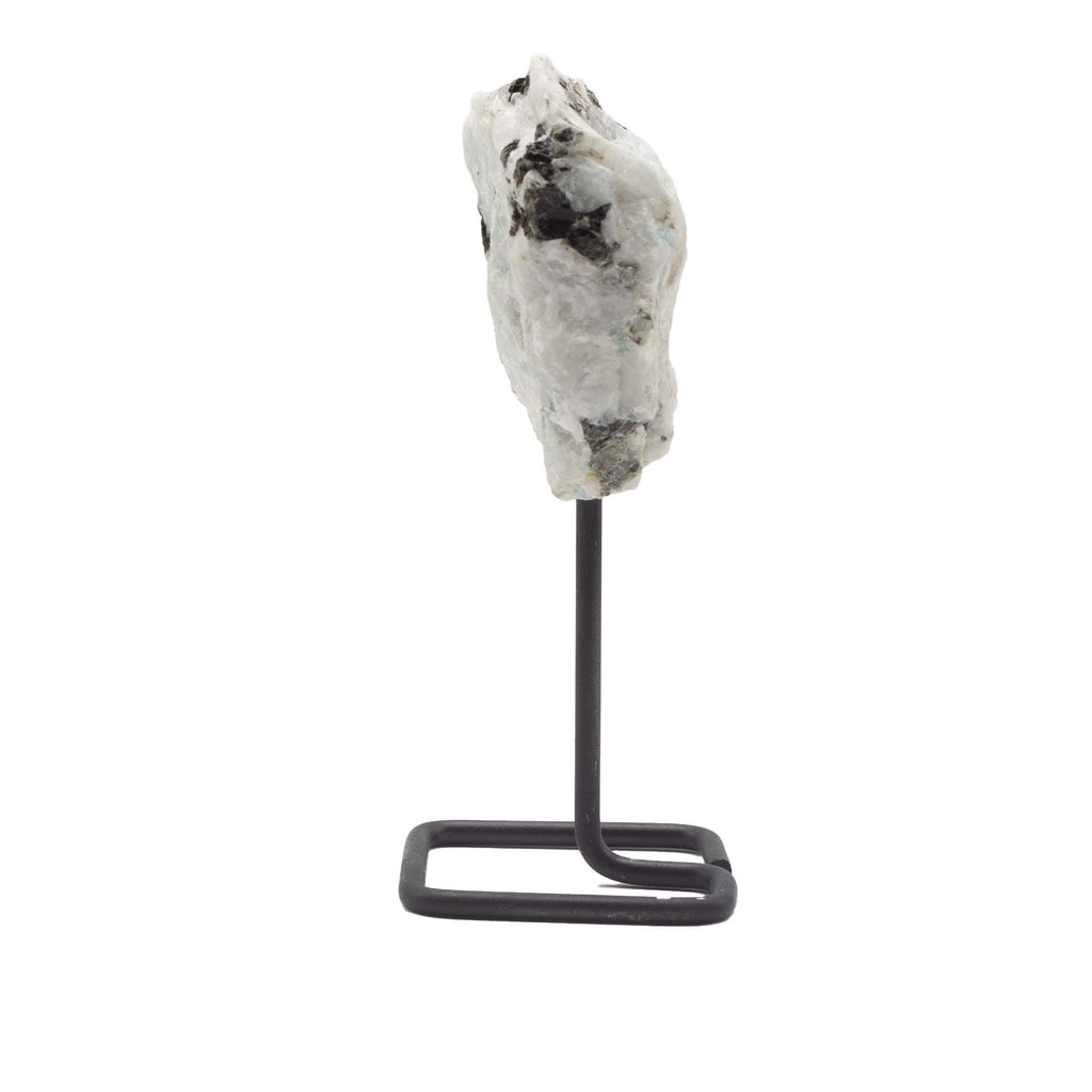 Rainbow Moonstone Mineral Specimen on Metal Stand for Display