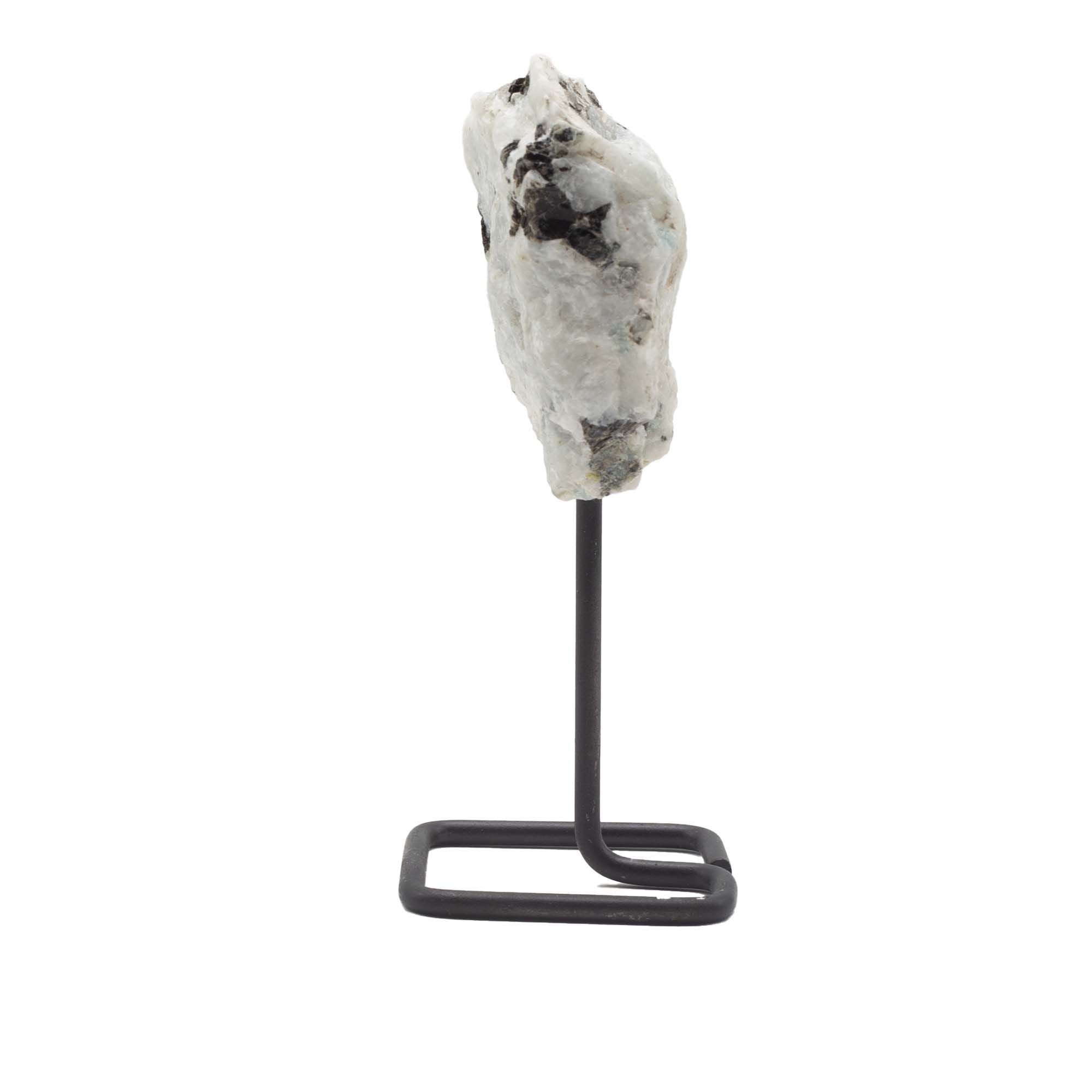 Rainbow Moonstone Mineral Specimen on Metal Stand for Display