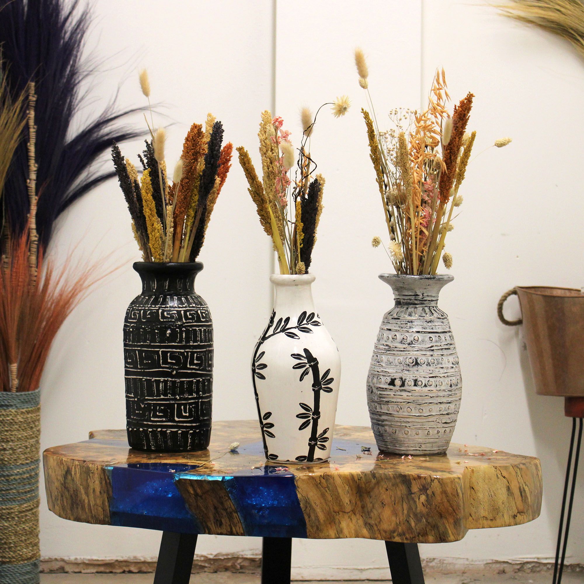 Bamboo Motif Straight Vase Natural for Stylish Home Decor Accent