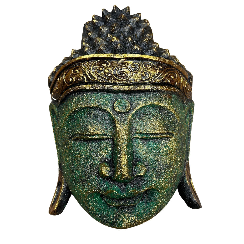 Buddha Head Home Decoration 25cm Green Shine Finish for Display