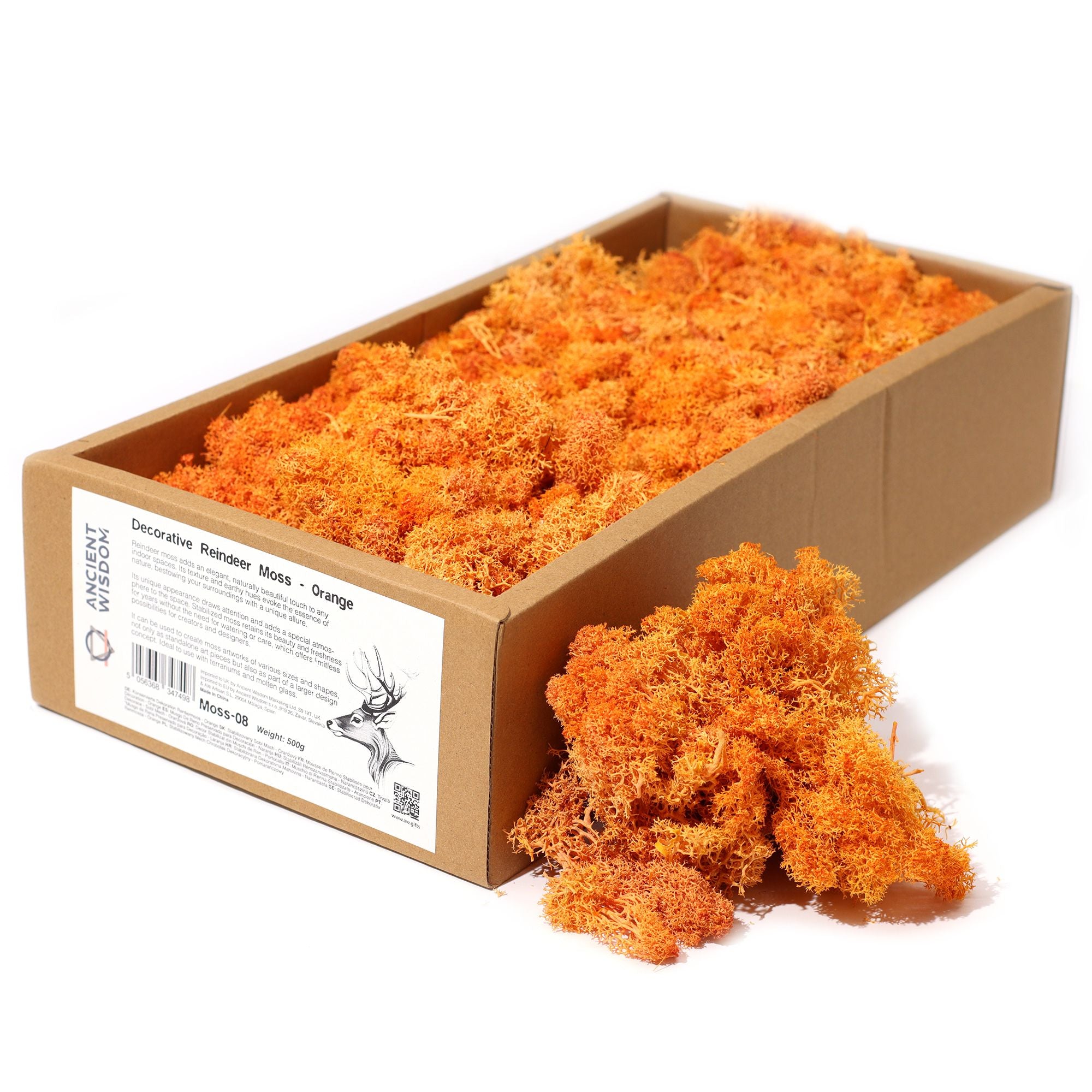 Vibrant Orange Decorative Reindeer Moss for Craft Projects