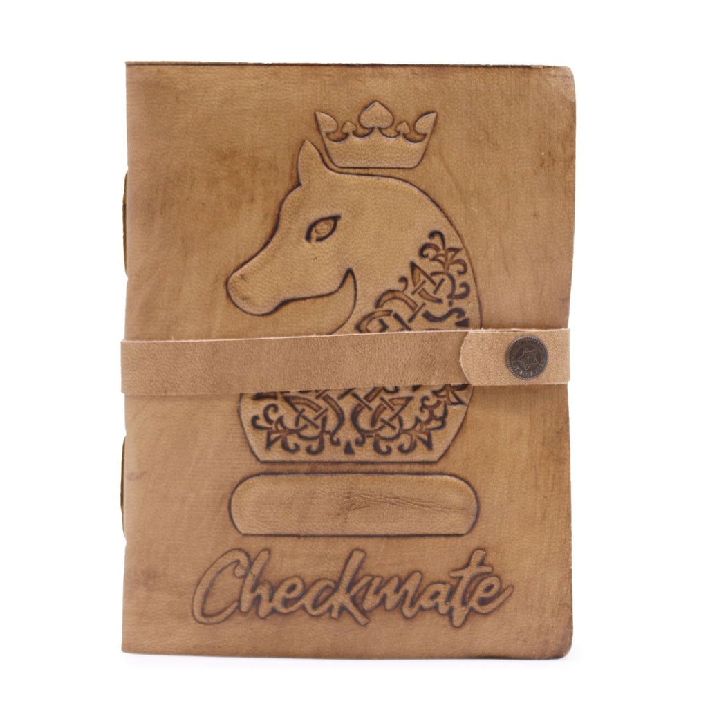 Checkmate Book Light Tan Vintage Style Leather Notebook 200 Pages