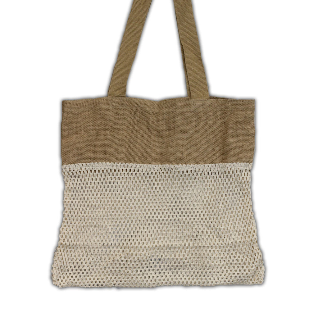 Pure Soft Jute and Cotton Mesh Bag Natural for Eco Friendly Shopping