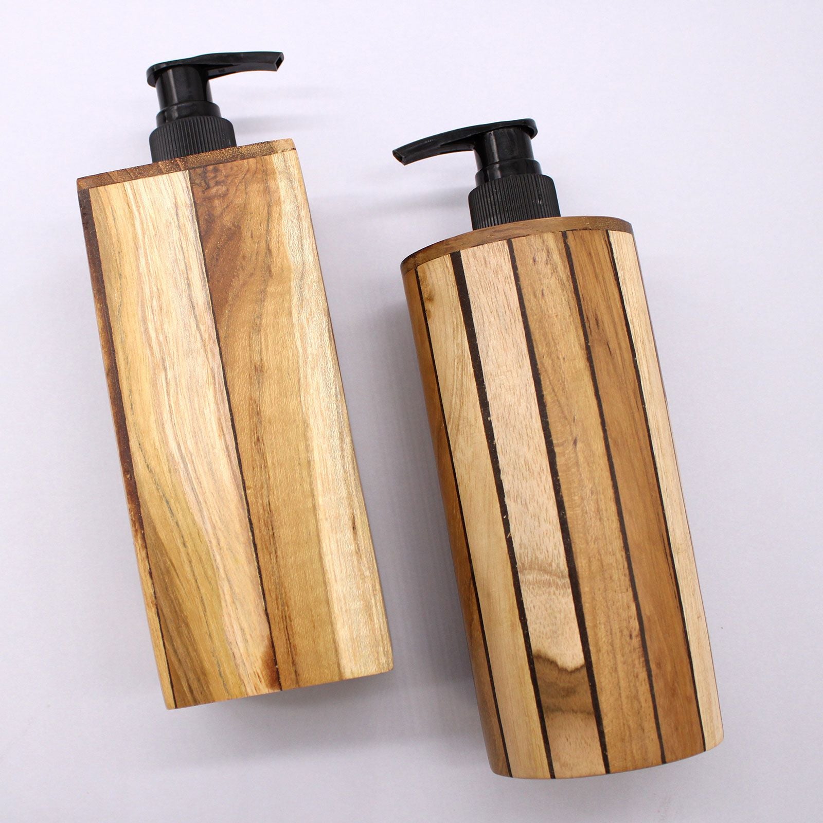 Natural Teakwood Round Soap Dispenser for Kitchen and Bathroom