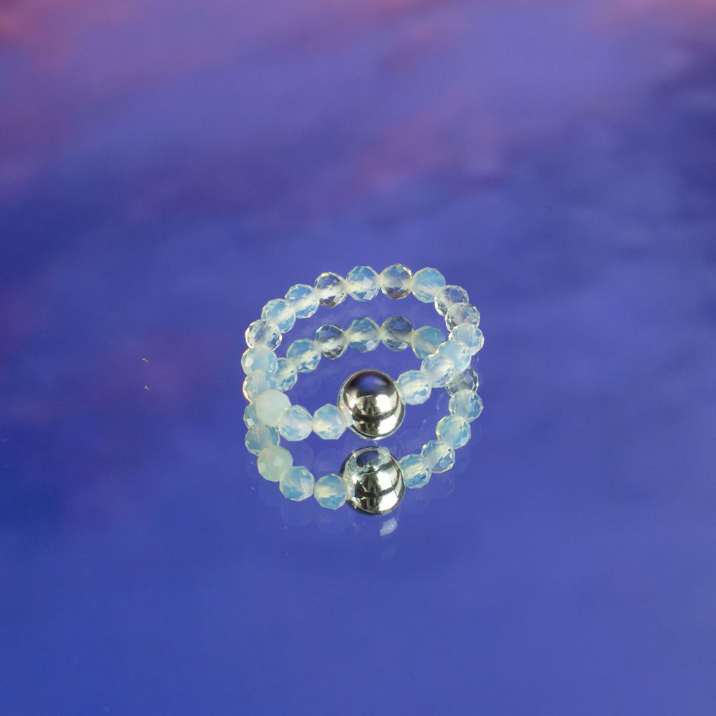 Nymph Spirit Gemstone Ring Set with Full Moon Inspired Design