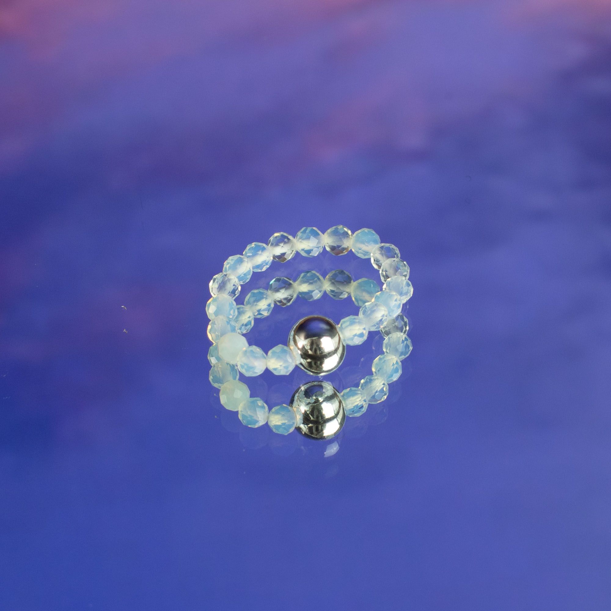 Nymph Spirit Gemstone Ring Set with Full Moon Inspired Design