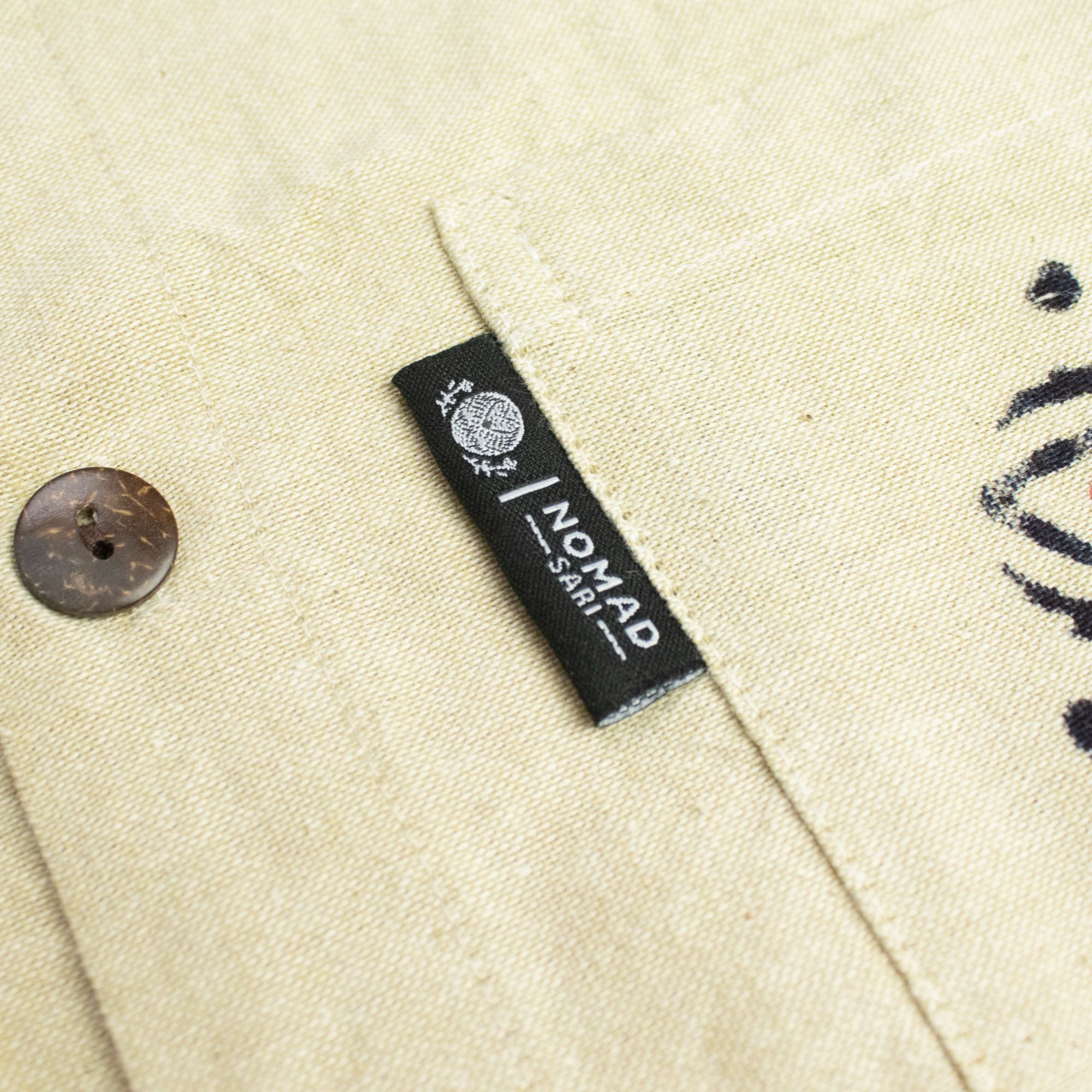 Nomad Sari Kathmandu Shirt in Stone with Hand Painted Pocket