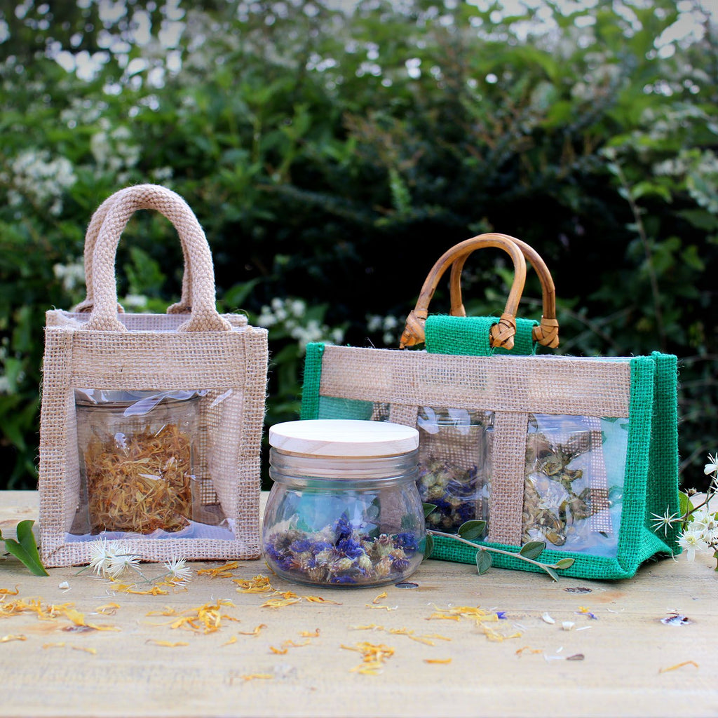 One Window Jar Gift Bag Eco Friendly Jute Packaging Solution