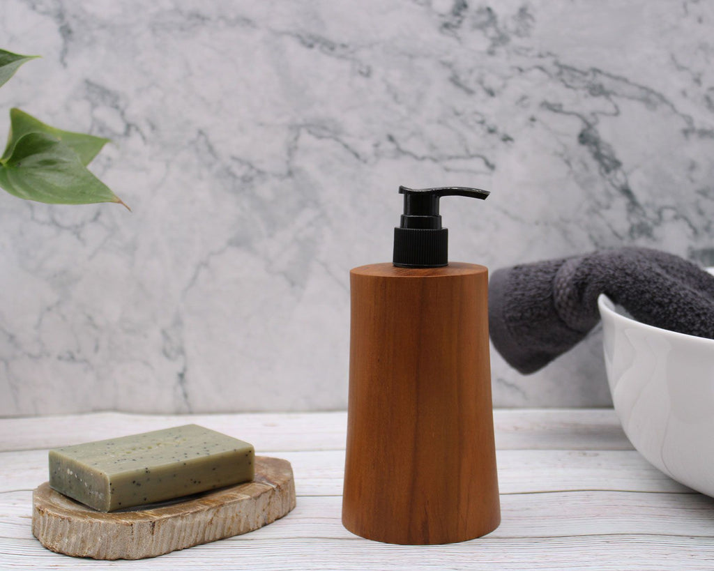 Natural Teakwood Soap Dispenser Taper for Elegant Home Decor
