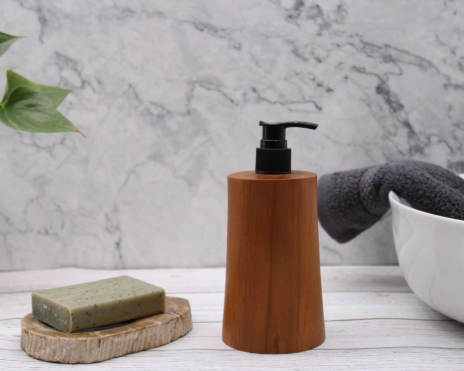 Natural Teakwood Soap Dispenser Taper for Elegant Home Decor