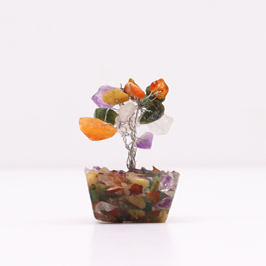 Mini Gemstone Tree on Orgonite Base with 15 Beautiful Stones