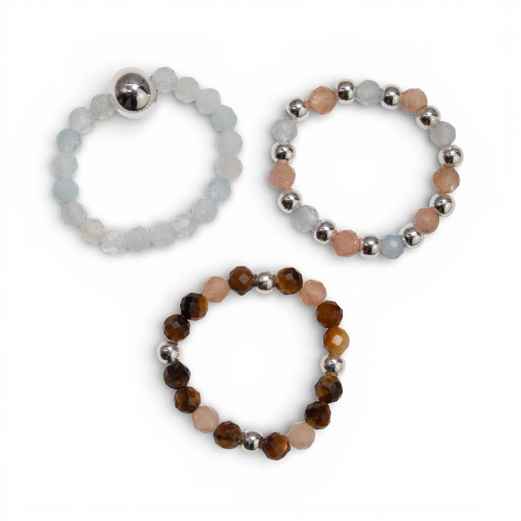 Nymph Spirit Gemstone Ring Set Sea Sunset for Versatile Styling