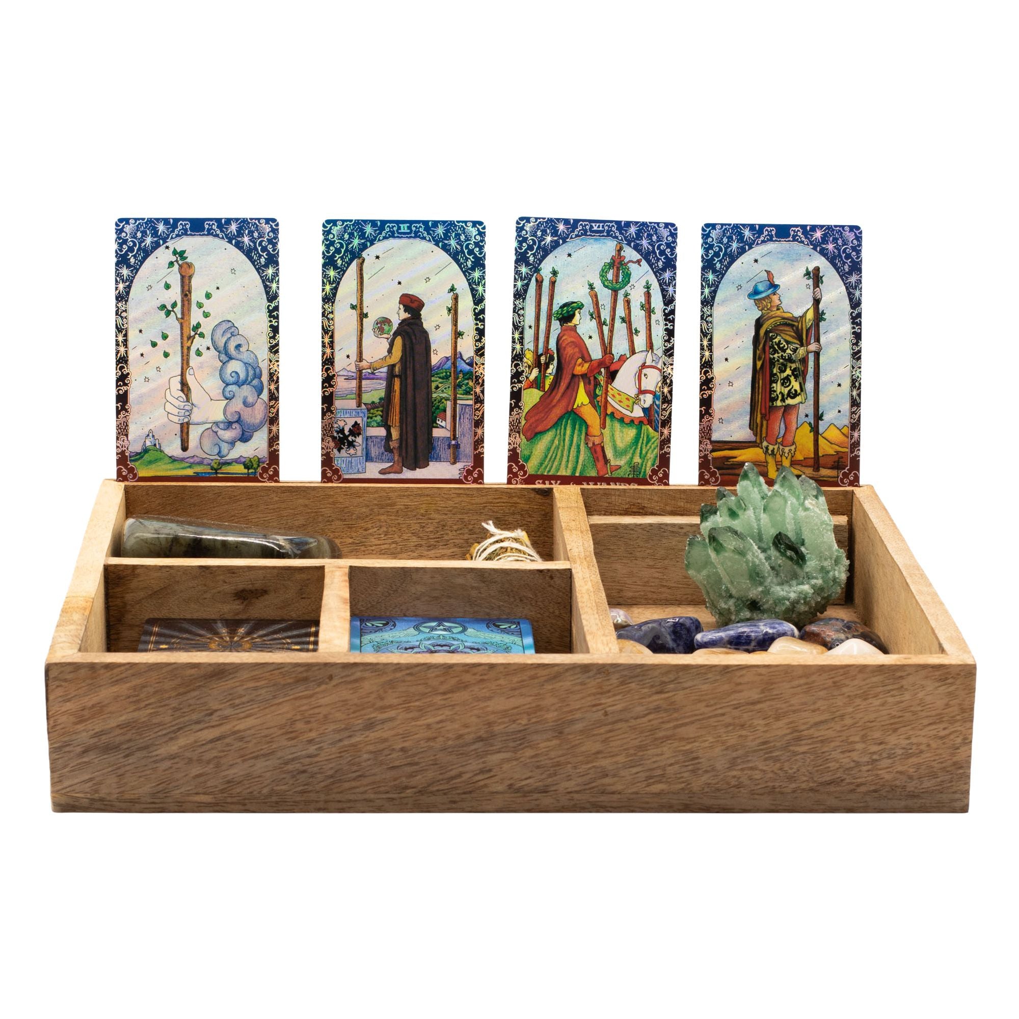 Four Section Tarot Box with Card Holder for Organised Readings