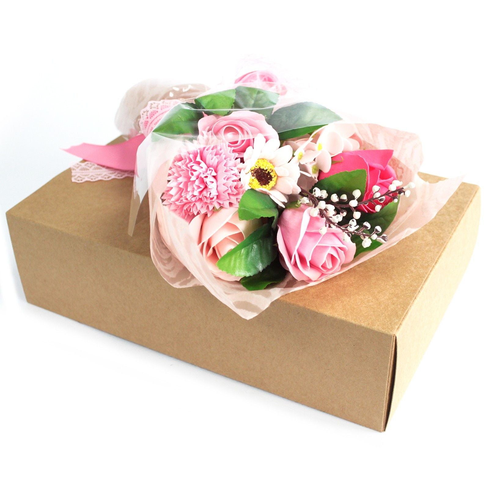 Boxed Hand Soap Flower Bouquet in Pink for Unique Gift Occasions