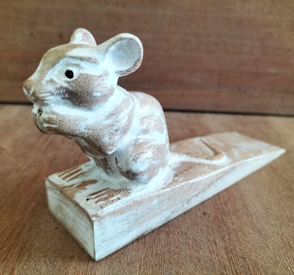 Hand Carved Dormouse Doorstop for Home and Office Decor Items