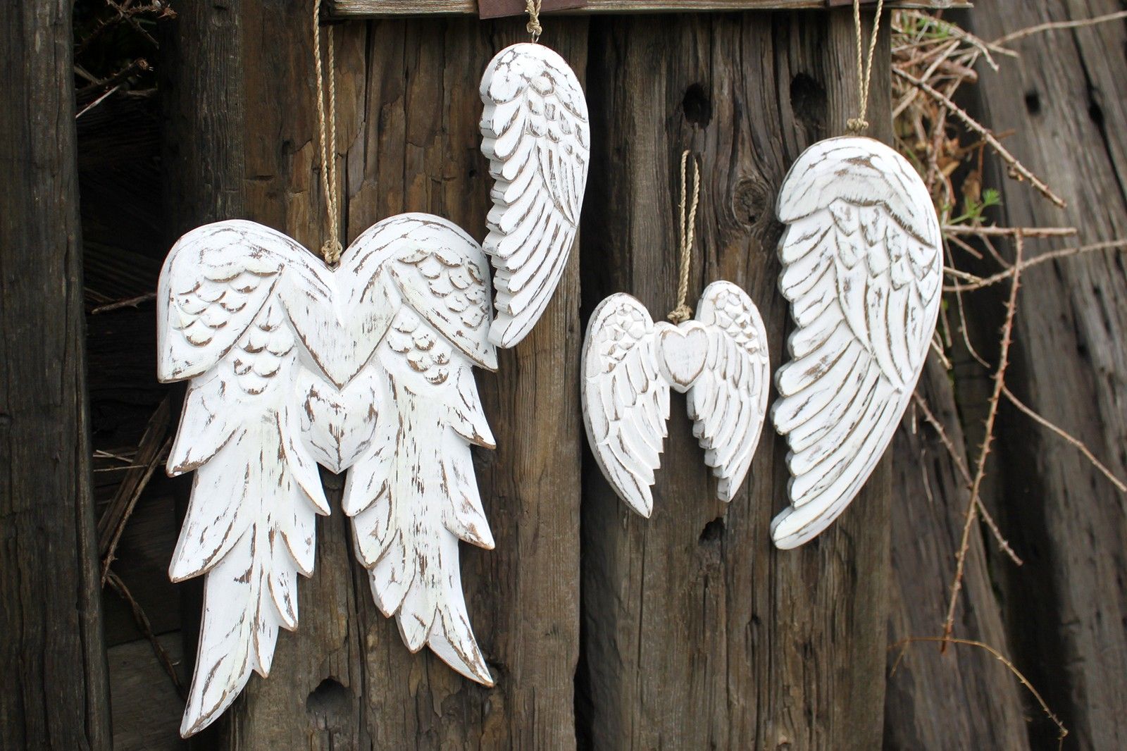 Hand Crafted Double Angel Wing Vintage Style Home Decor Accent