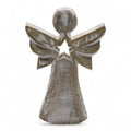 Mango Wood Angel Whitewash with Star Cut Out for Home Decor