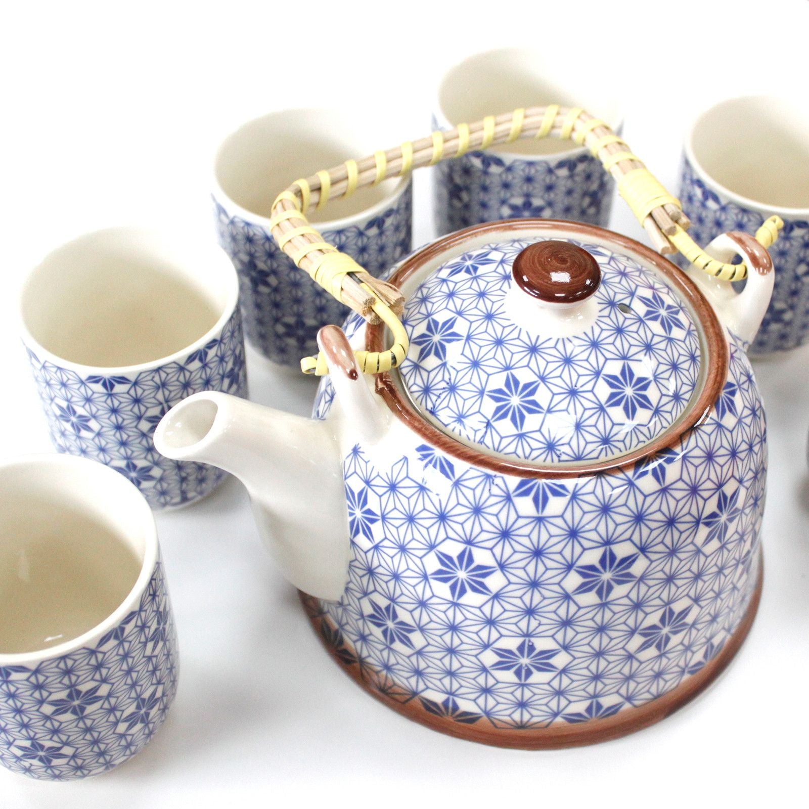 Herbal Teapot Set Blue Star with Cups for Tea Lovers Gifts