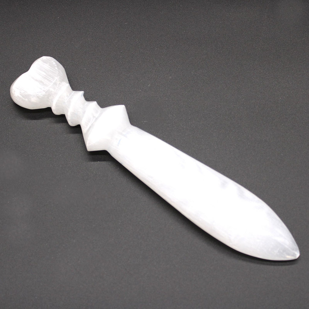 Selenite Large Ritual Knife with Spiral Design for Ceremonies