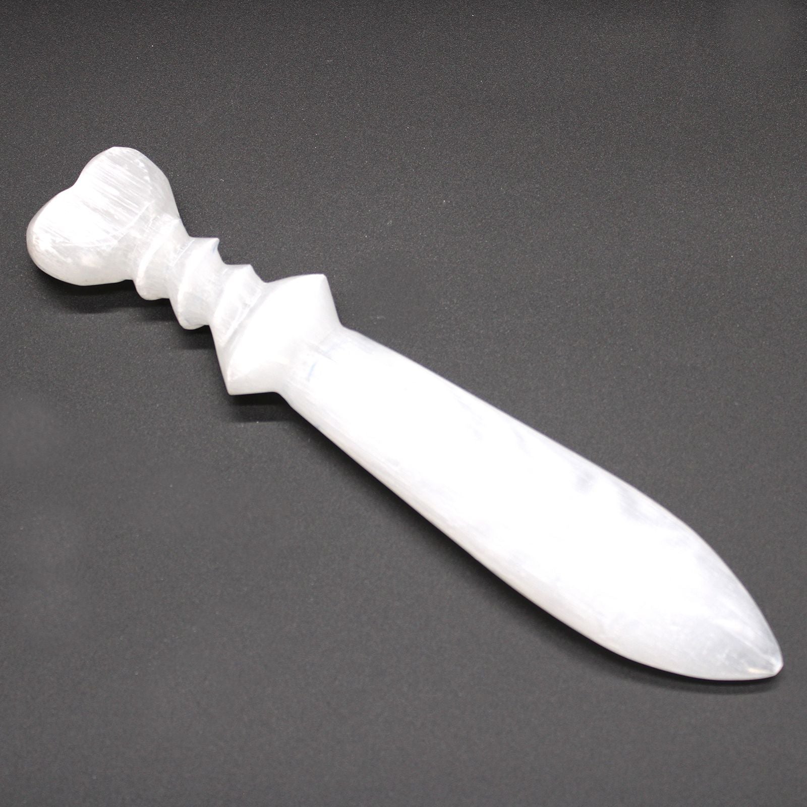 Selenite Large Ritual Knife with Spiral Design for Ceremonies