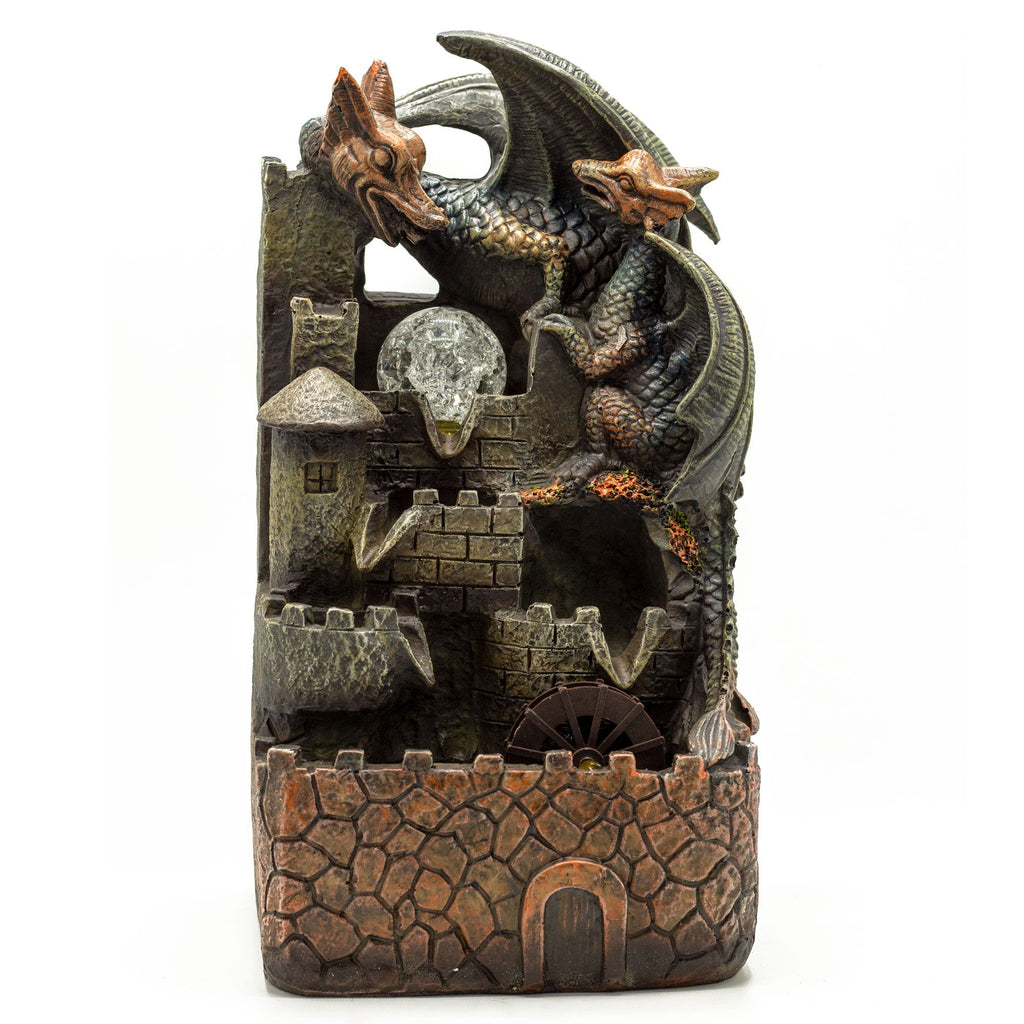 Tabletop Water Feature with Dragons and Crystal Ball 35cm Height