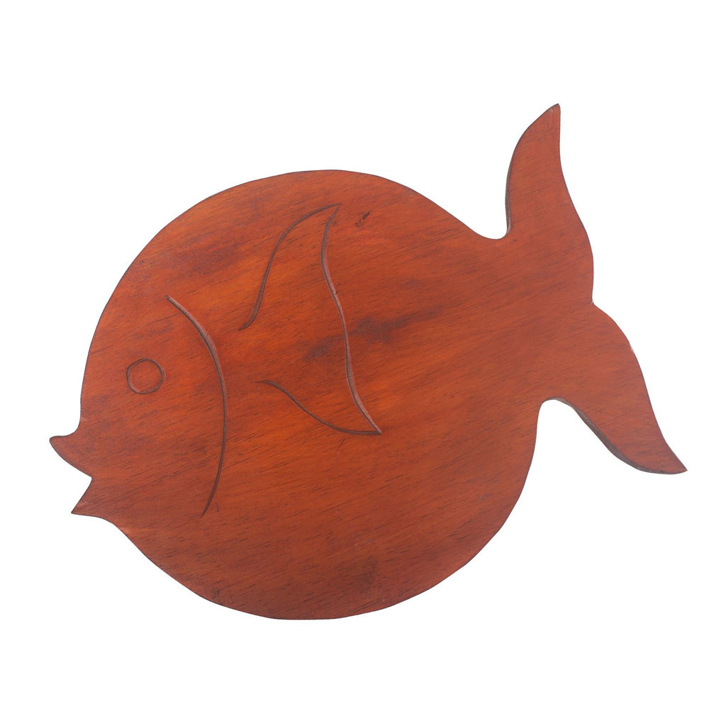 Albasia Wood Fish Stand Terracotta for Unique Plant Display