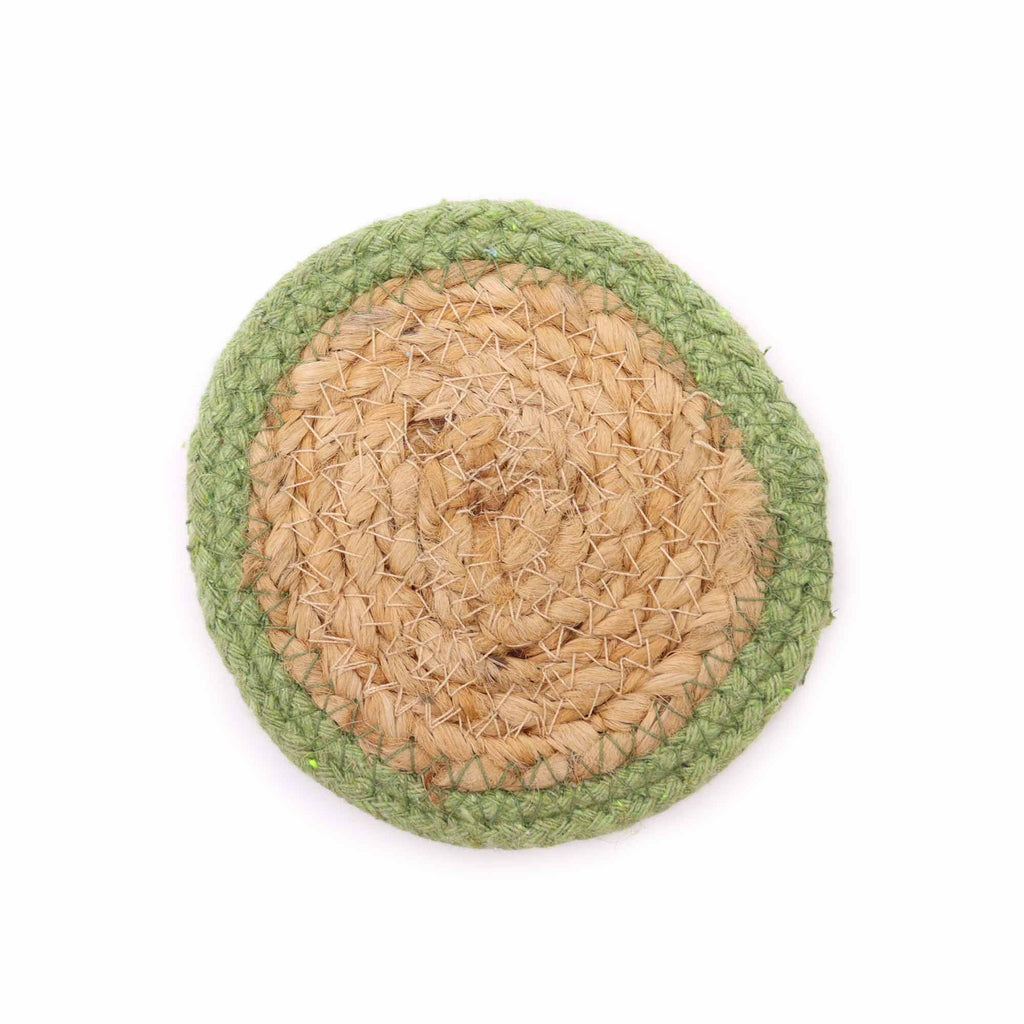 Natural Coaster Set of 6 Mixed Colours Jute and Cotton Placemats