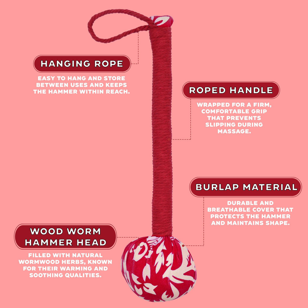 Wormwood Massage Hammer Red for Self Care and Relaxation