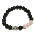 Lava Stone Bracelet with Buddha and Rose Quartz for Aromatherapy