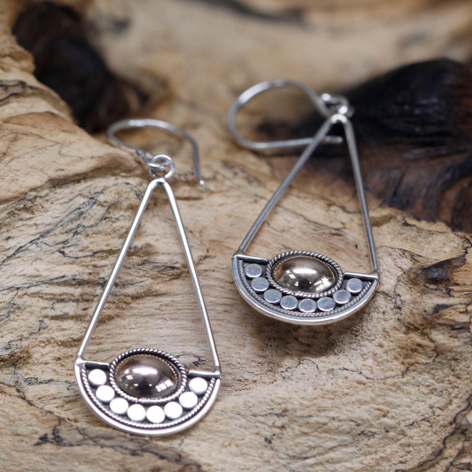 Silver and Gold Earring Luna Balance for Unique Style Lovers