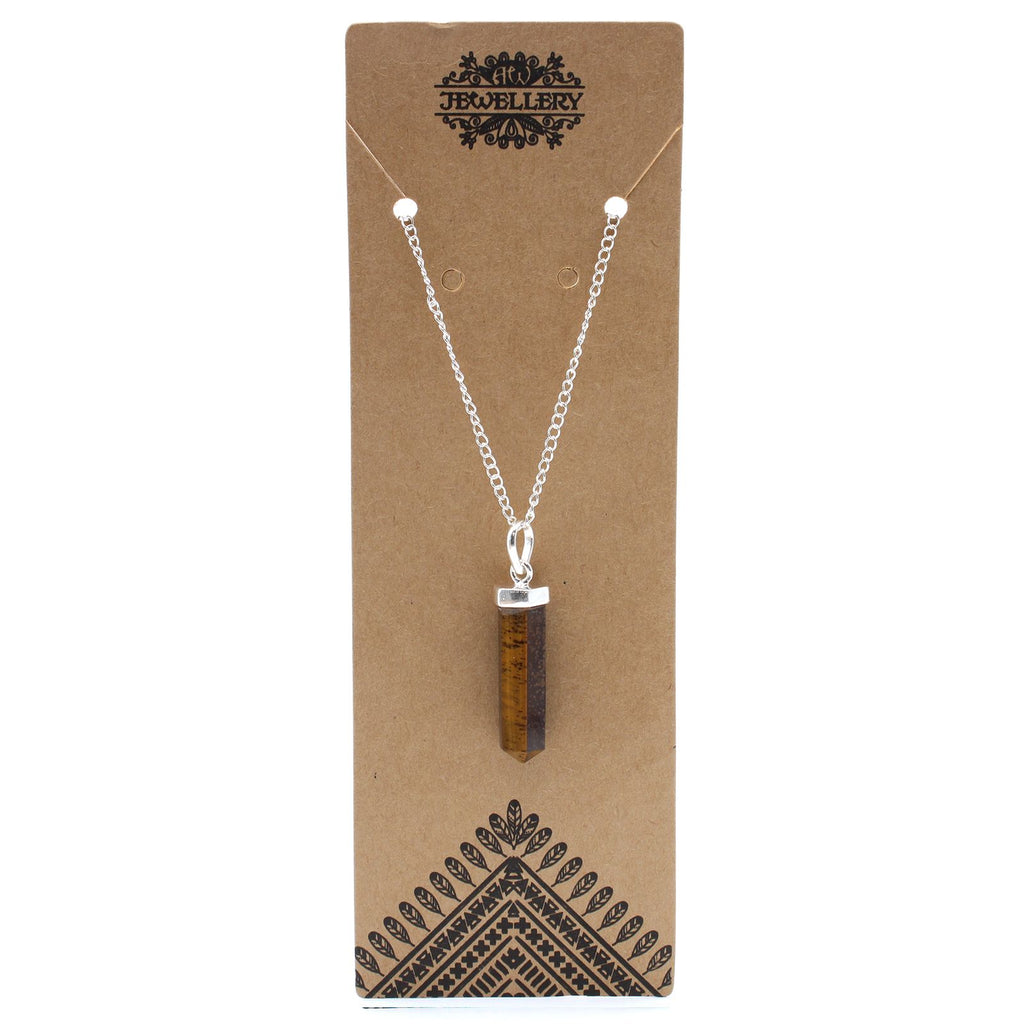 Gemstone Classic Point Pendant with Tiger Eye Design