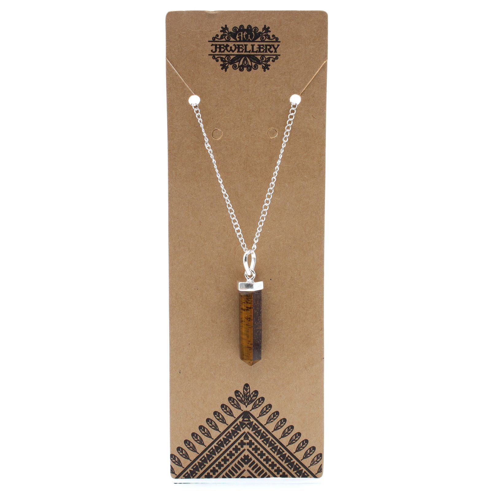 Gemstone Classic Point Pendant with Tiger Eye Design