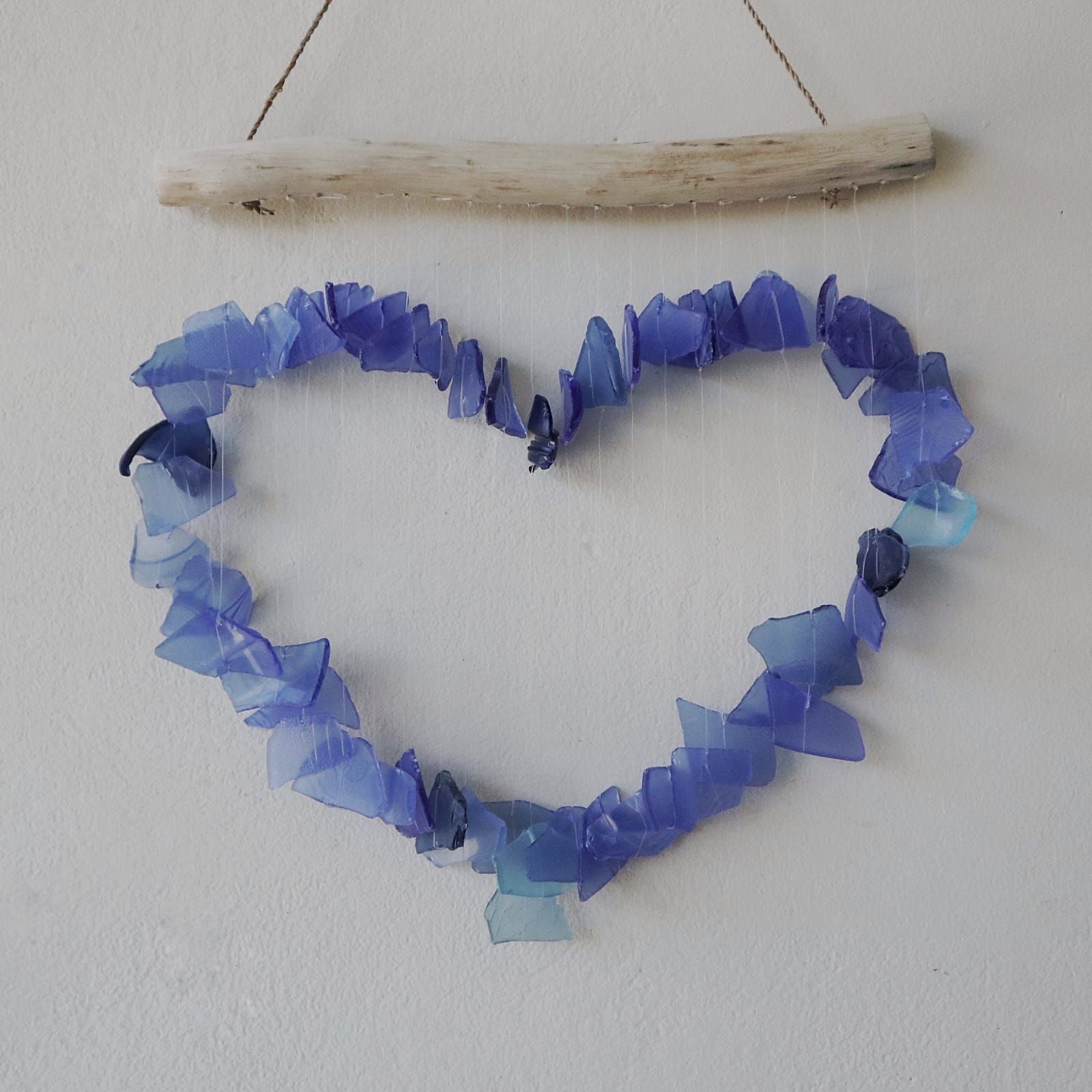 Love Chime Blue Recycled Glass Wind Chimes for Outdoor Decor