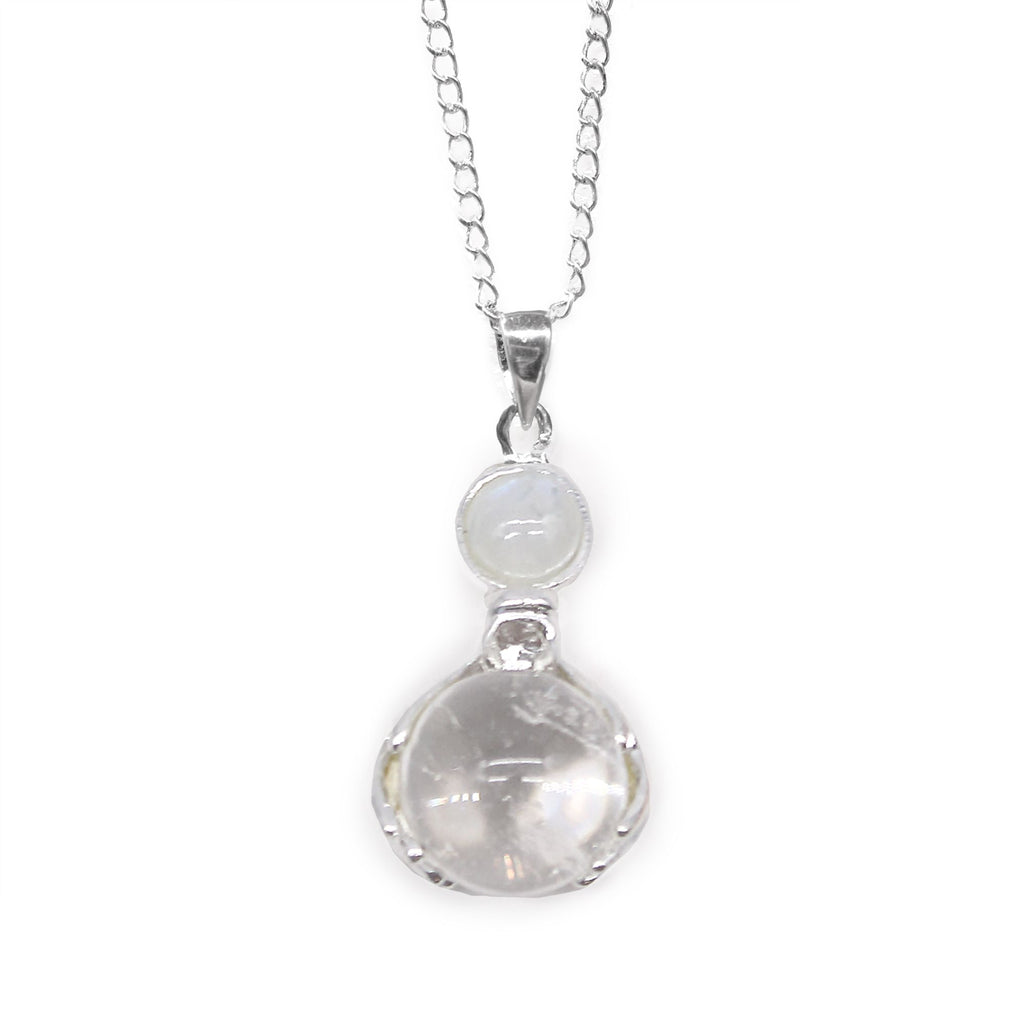 Gemstone Healing Hands Pendant with Rock Quartz Design