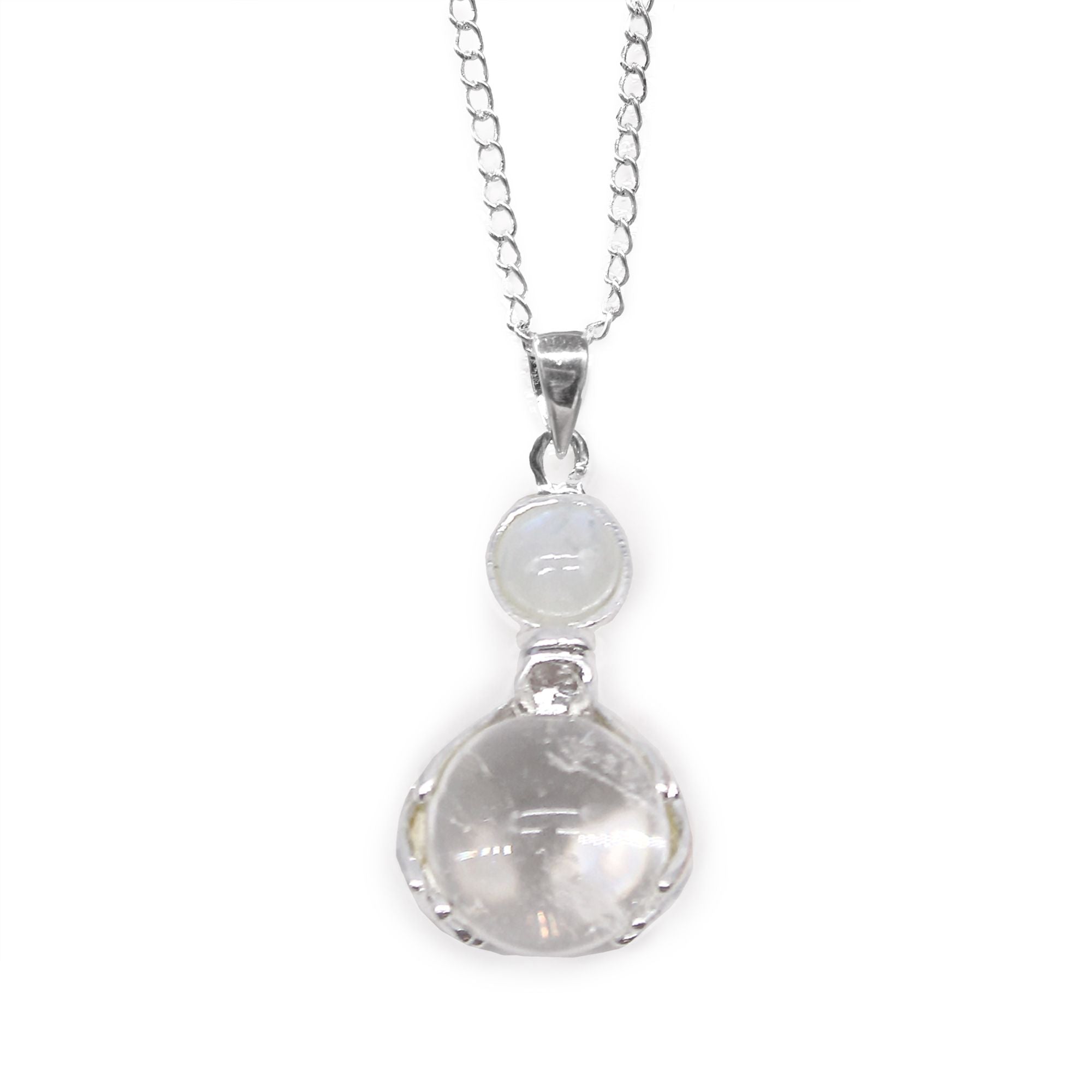 Gemstone Healing Hands Pendant with Rock Quartz Design