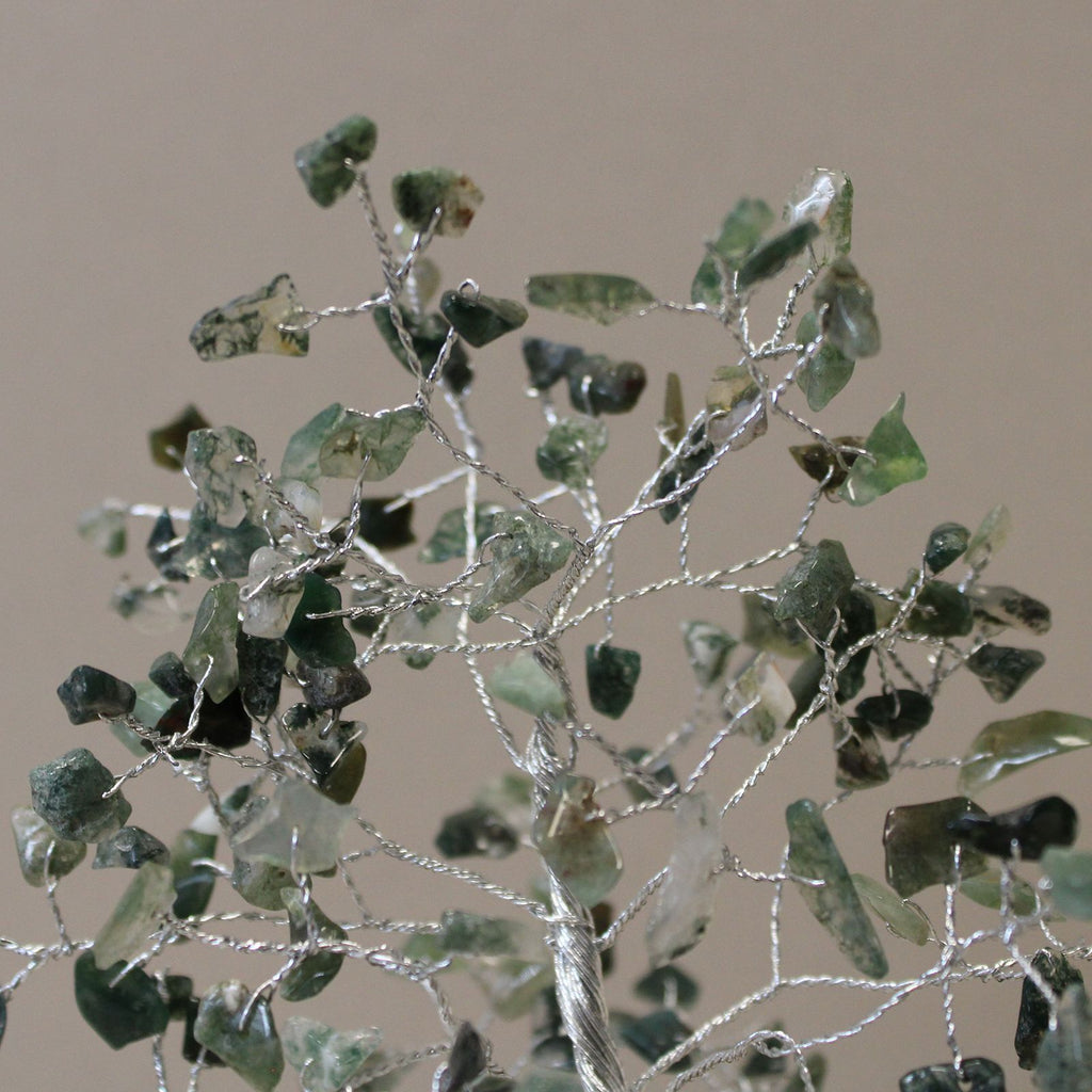 Moss Agate Gemstone Tree with Orgonite Base and 160 Unique Stones