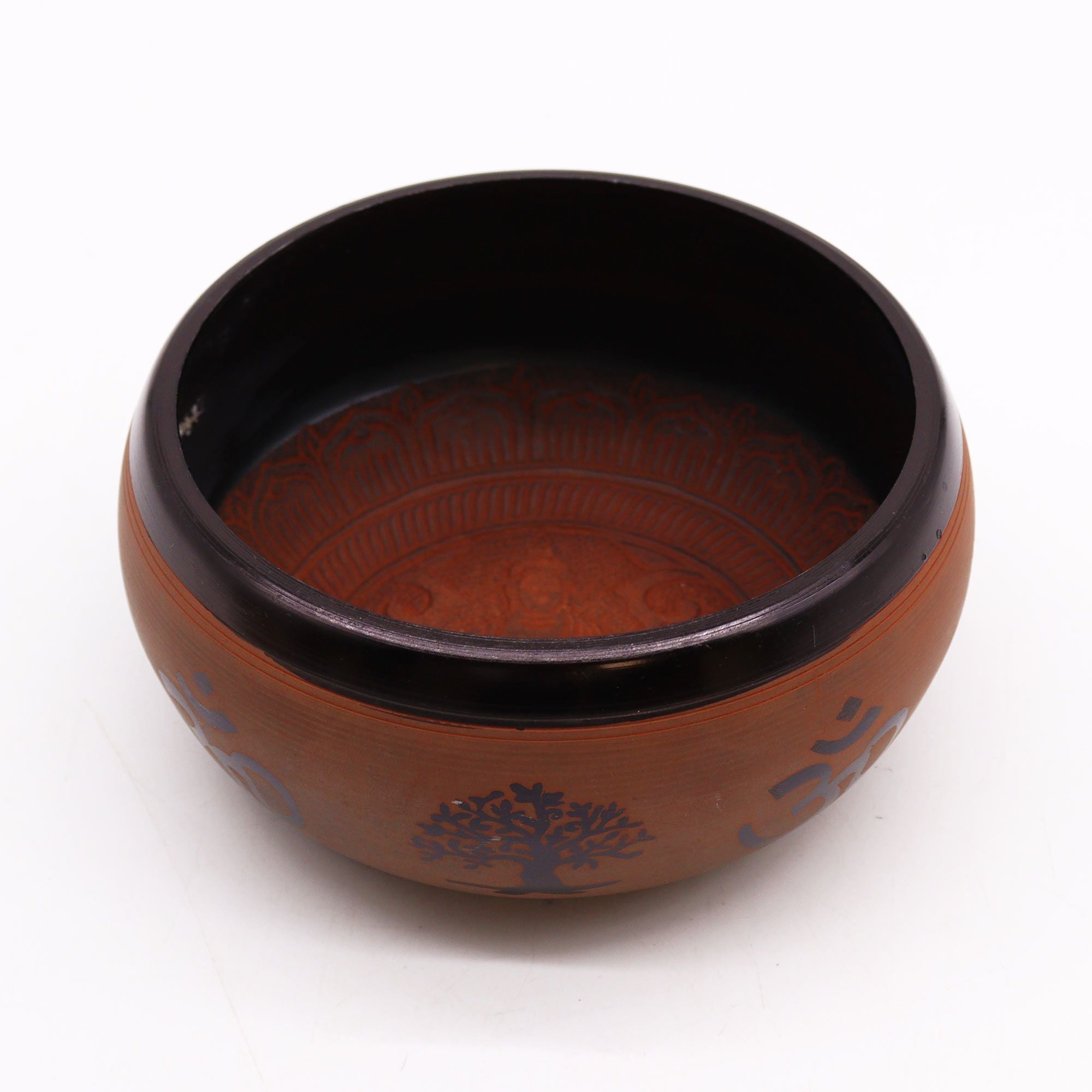 Earth Powder Singing Bowl with Clay Om Buddha Design 16cm
