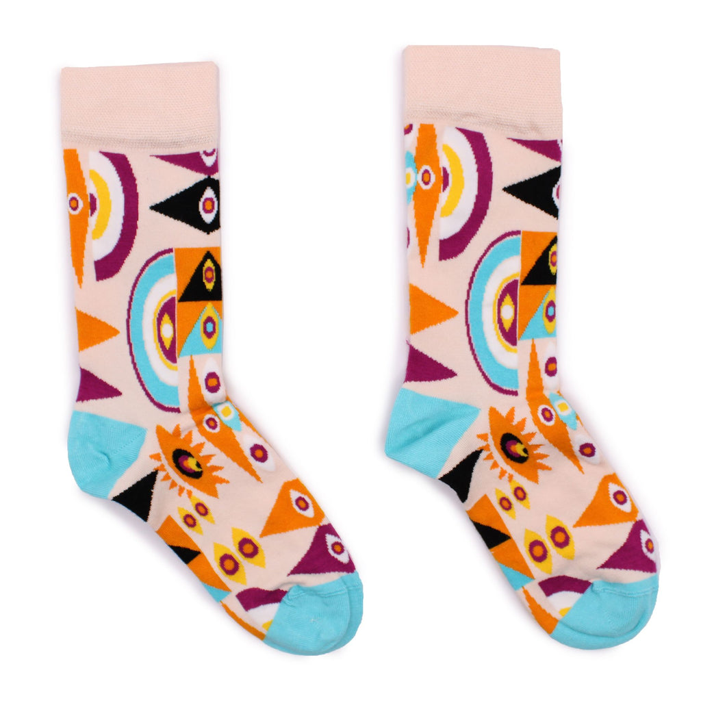 Hop Hare Bamboo Socks S/M in Psychedelic Evil Eye Pattern Design