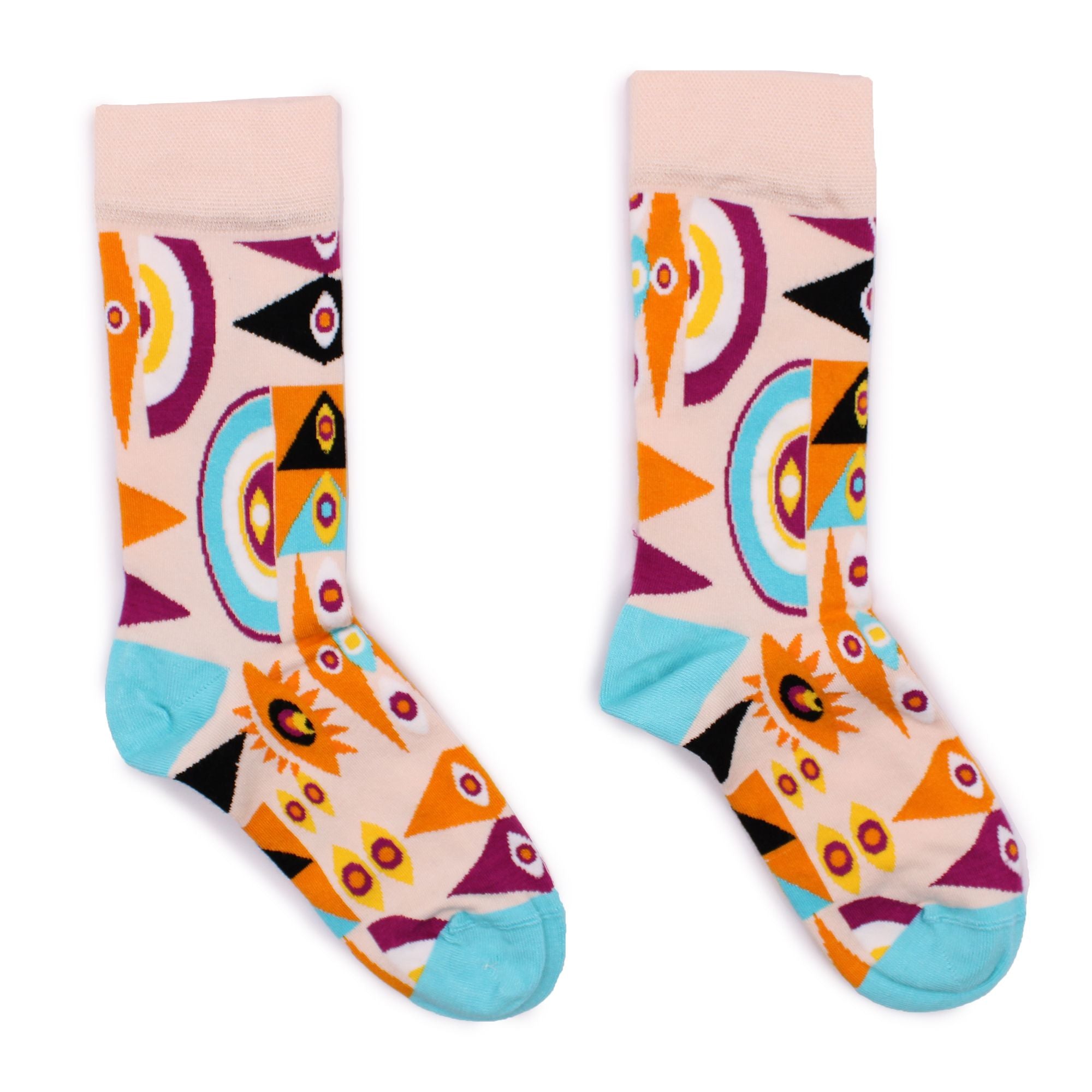 Hop Hare Bamboo Socks S/M in Psychedelic Evil Eye Pattern Design