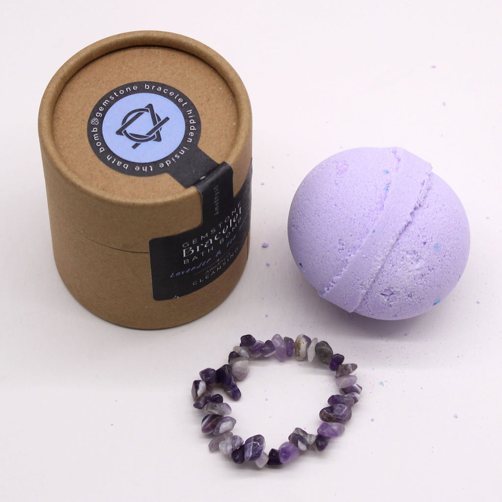 Amethyst Gem Bracelet Bath Bomb with Lavender and Tea Tree
