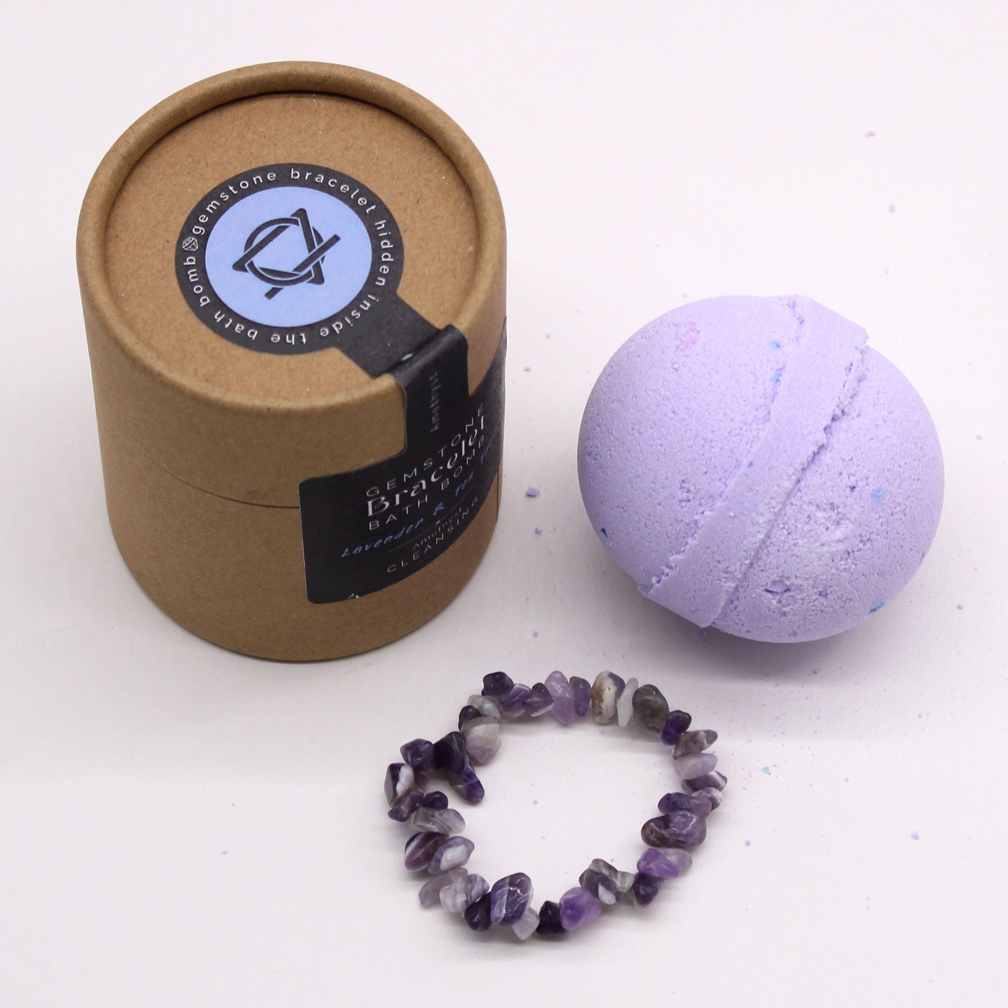 Amethyst Gem Bracelet Bath Bomb with Lavender and Tea Tree
