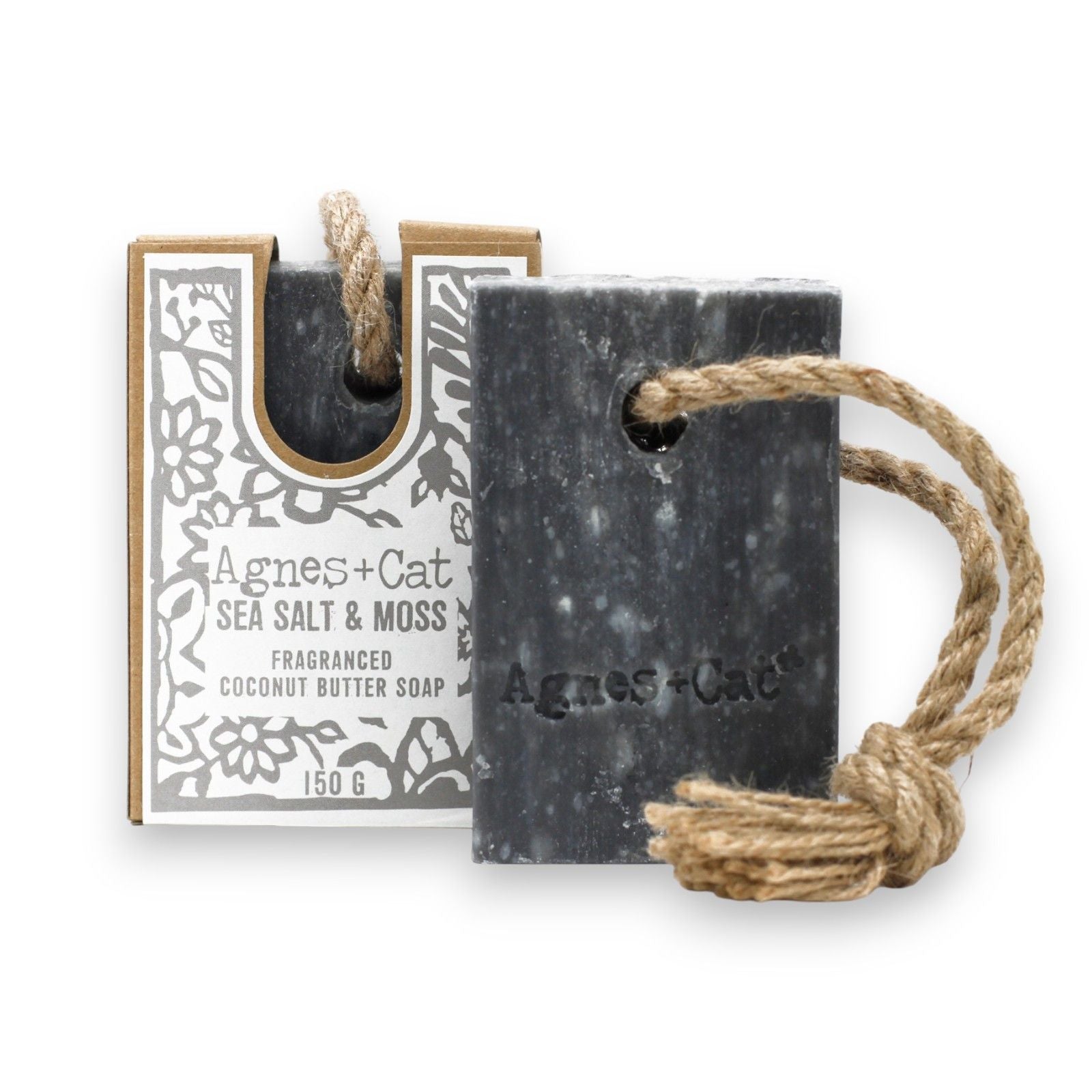 Agnes + Cat Soap On A Rope Sea Salt And Moss Scented Artisan Soap