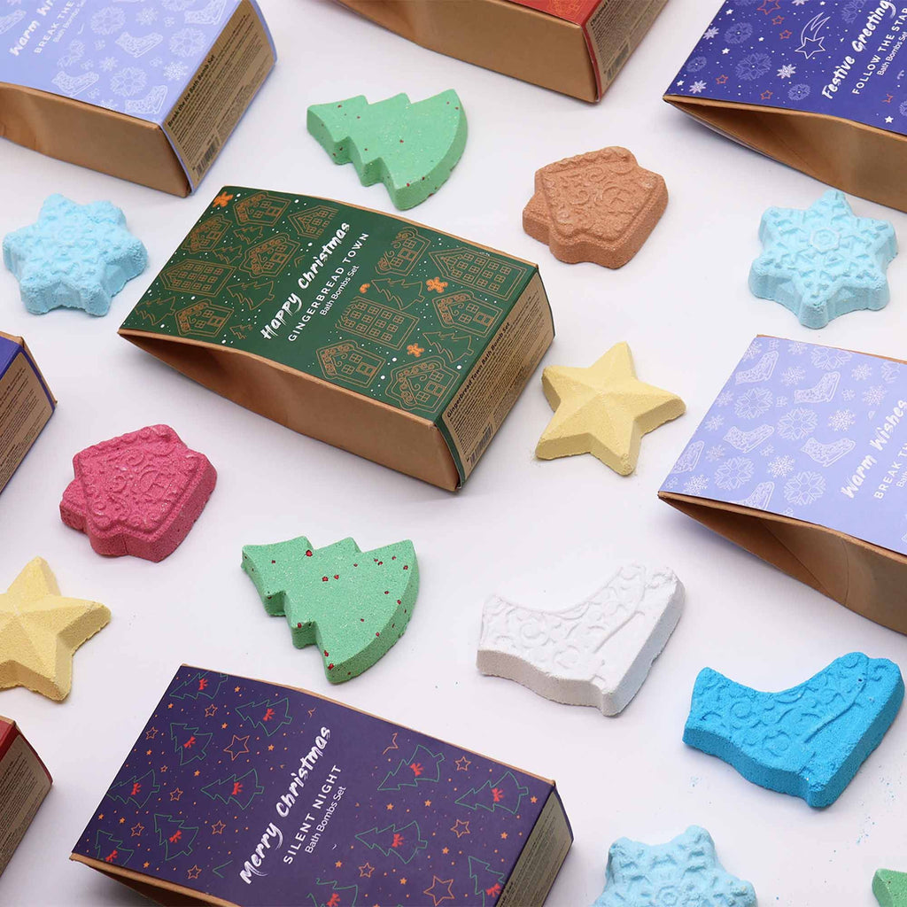 Silent Night Christmas Bath Bomb Gift Pack with Festive Fragrances