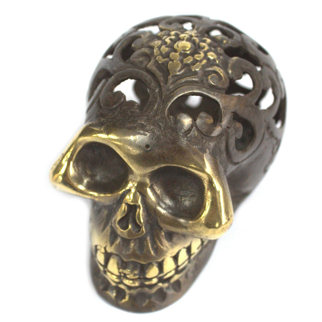 Vintage Brass Skull Large Decorative Fengshui Ornament for Home