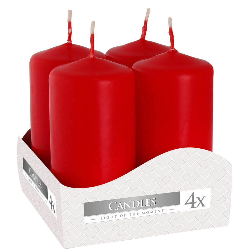 Set of 4 Red Pillar Candles 40x80mm for Home Decor and Gifting