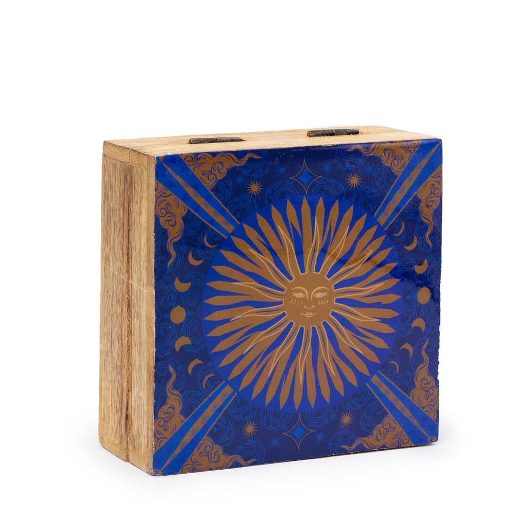 Hop Hare Medium Enameled Square Box with The Sun Design