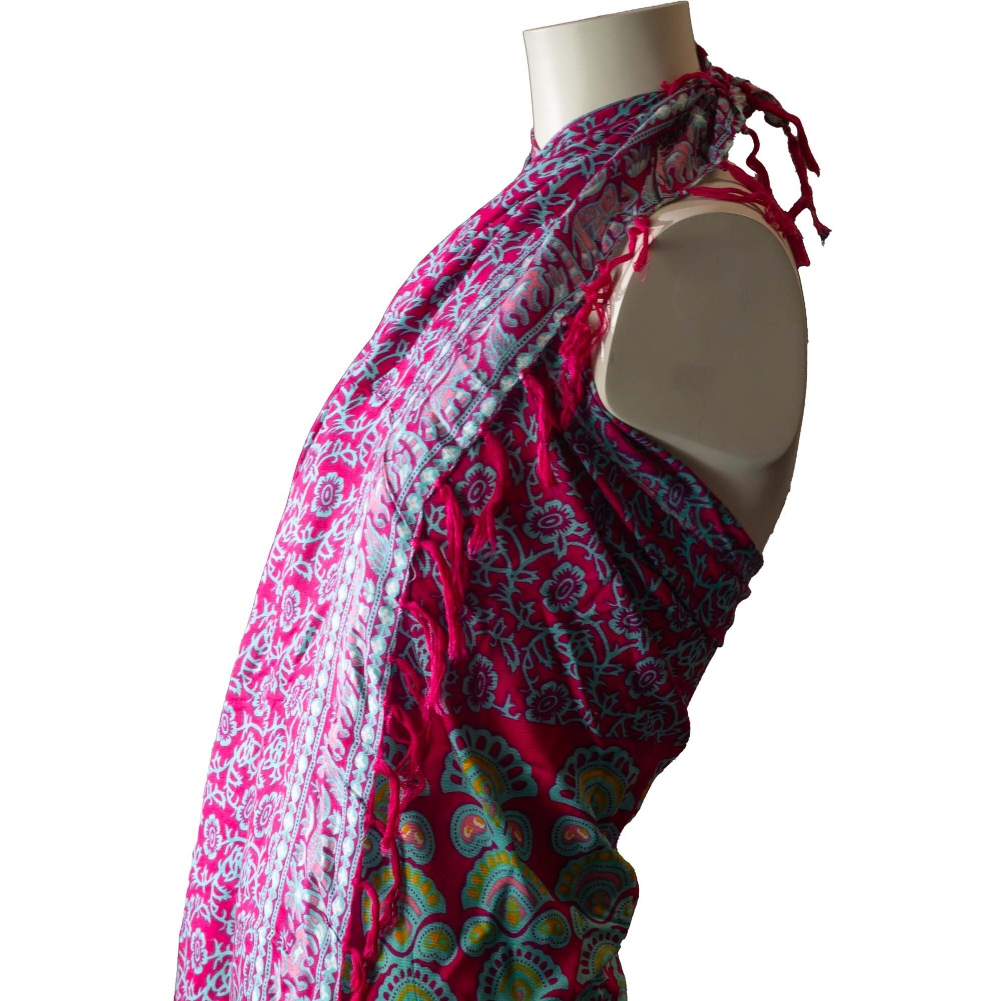 Teal Purple Mandala Sarongs for Stylish Beachwear and Wraps