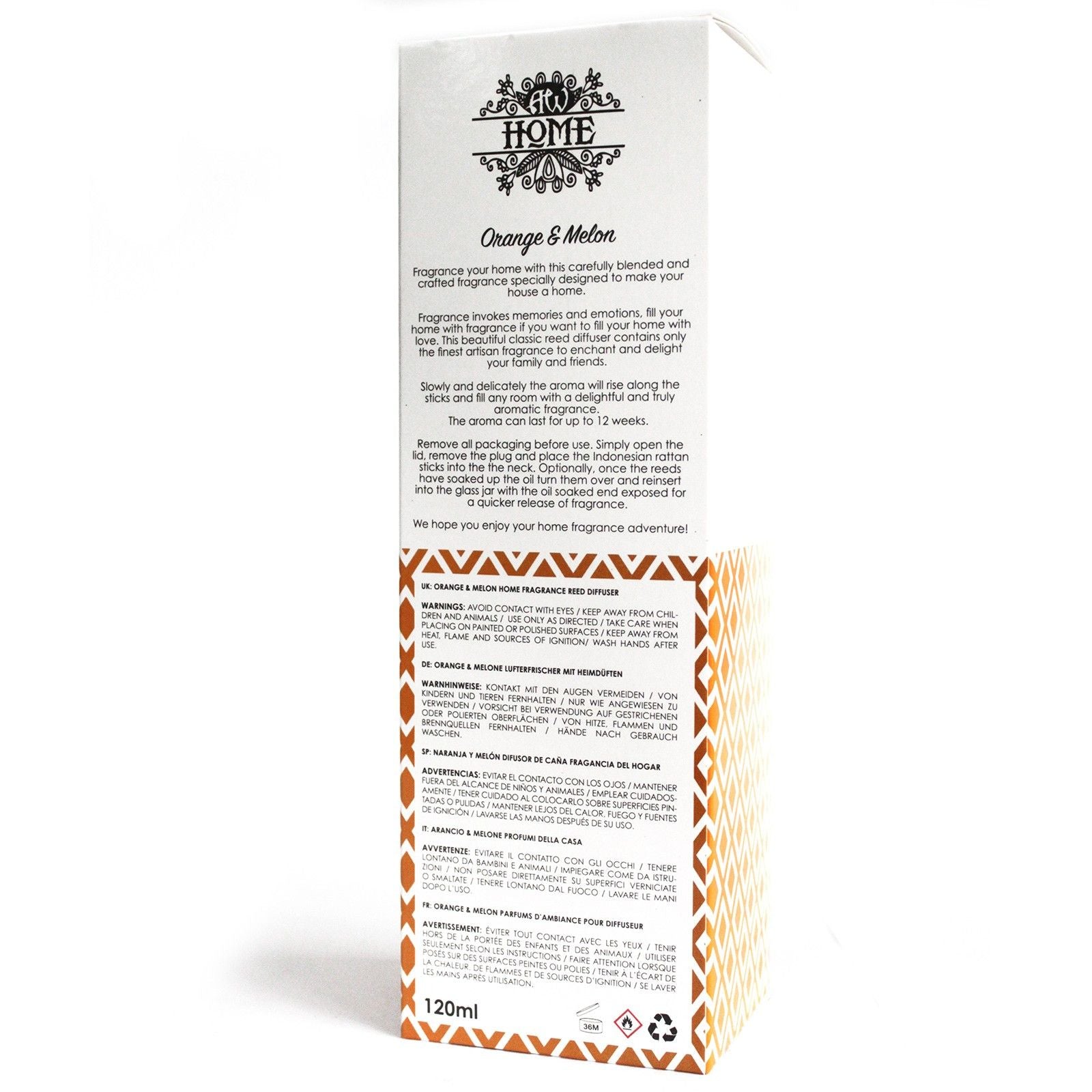 120ml Reed Diffuser Orange and Melon for Home Fragrance