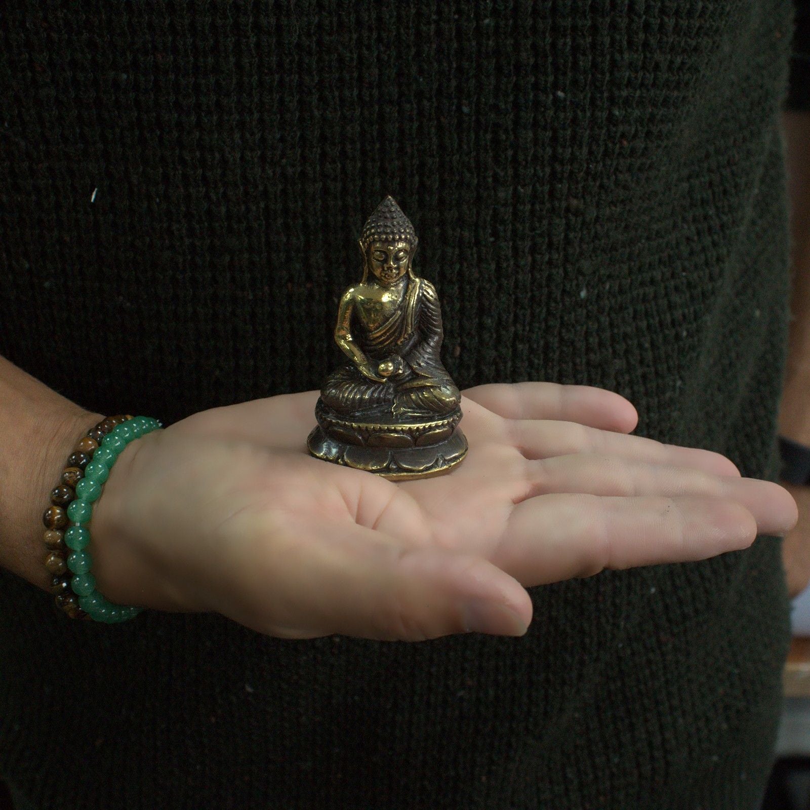 Mini Meditating Sitting Buddha Brass Fengshui for Home and Spa Decor
