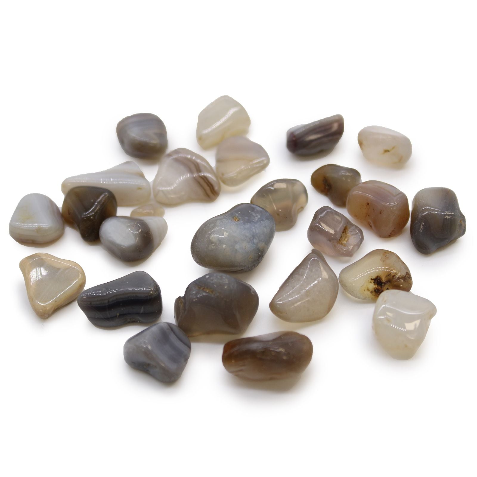 Small African Tumble Stones Grey Agate from Botswana for Collectors